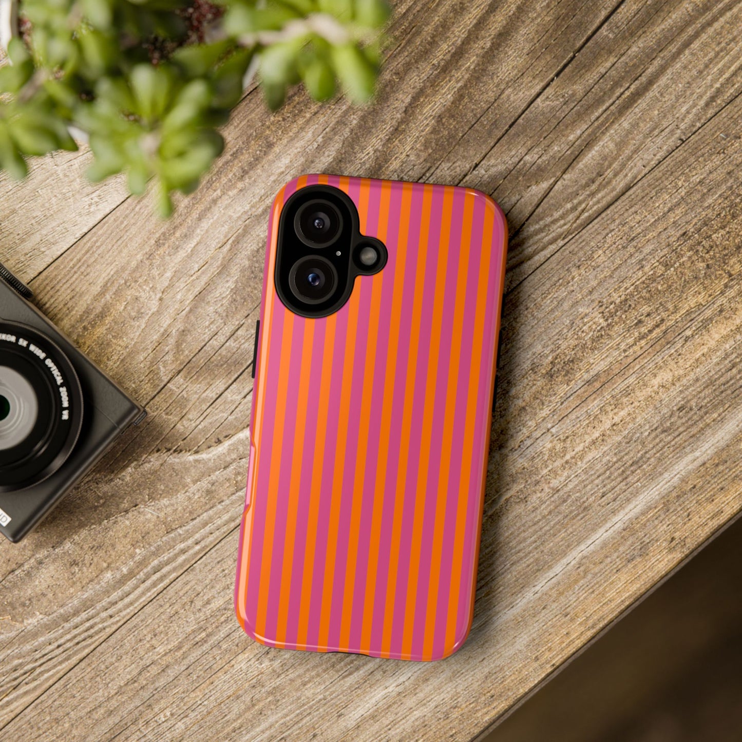 Orange Pink Striped Tough Phone Cases