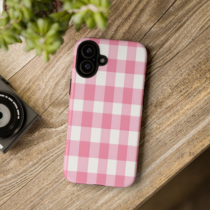 Pink Gingham Cute Phone Case Cover, for Fashion Lovers, Gift for Her, Stylish Tech Accessory, Perfect for Birthdays & Holidays