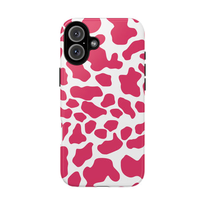 Pink Cow Print Phone Case Cover for iPhone, Samsung, Google smart phones
