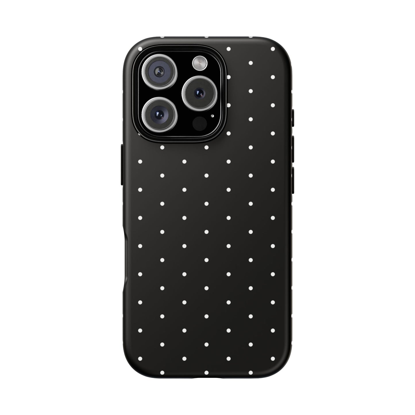 Phone Case, Elegant Black Tough Case with White Dots, Stylish Protective Cover, Minimalist Design, Gift for Her, Birthday Present, Christmas