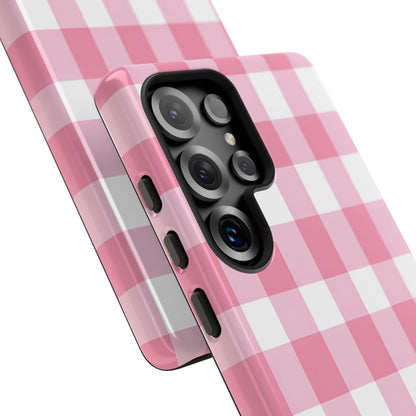 Pink Gingham Cute Phone Case Cover, for Fashion Lovers, Gift for Her, Stylish Tech Accessory, Perfect for Birthdays & Holidays