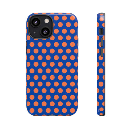 Blue & Coral Polka Dot Phone Case for iPhone, Samsung S, Google Pixel Phones