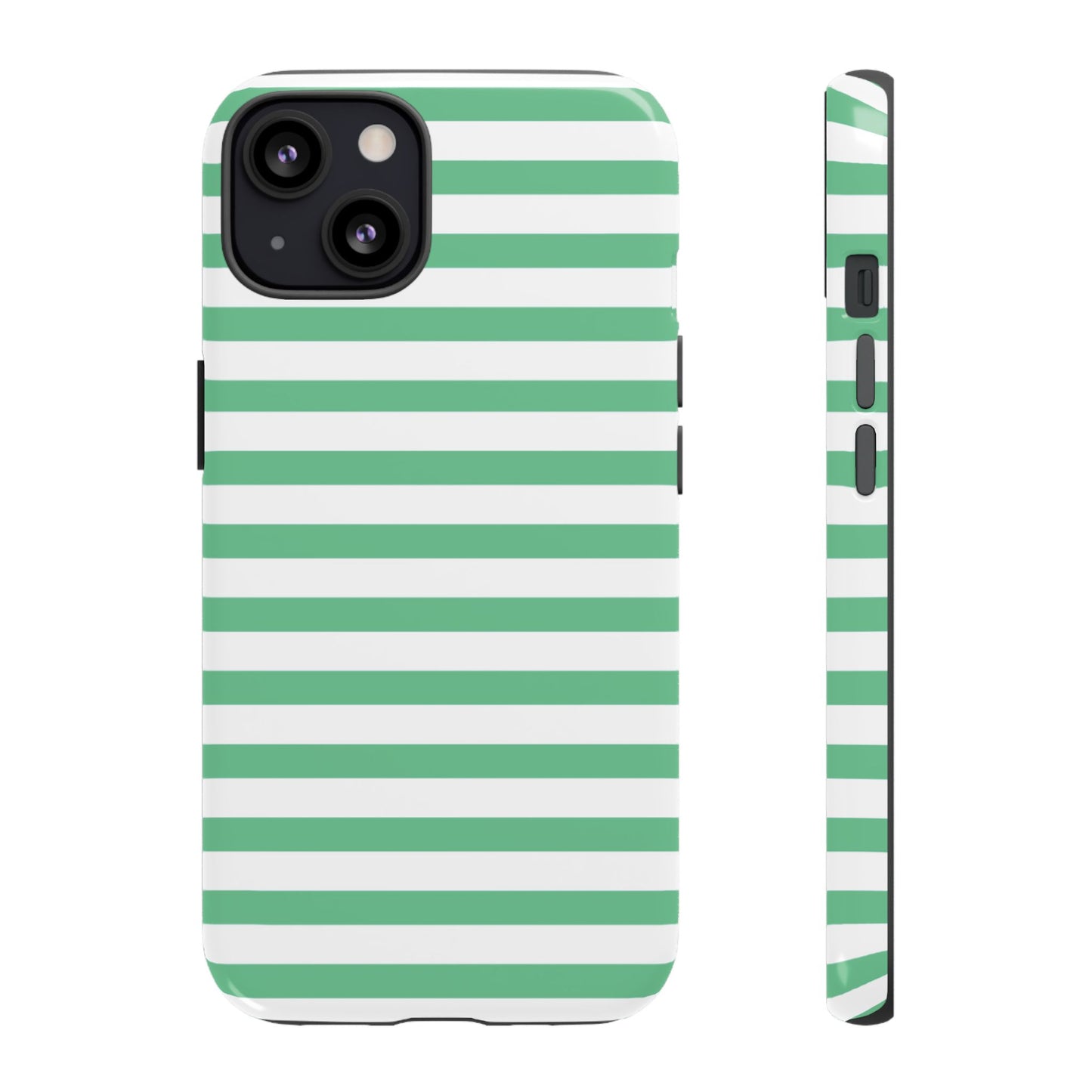 Mint Green Striped Phone Case | Horizontal Candy Stripe iPhone Cover