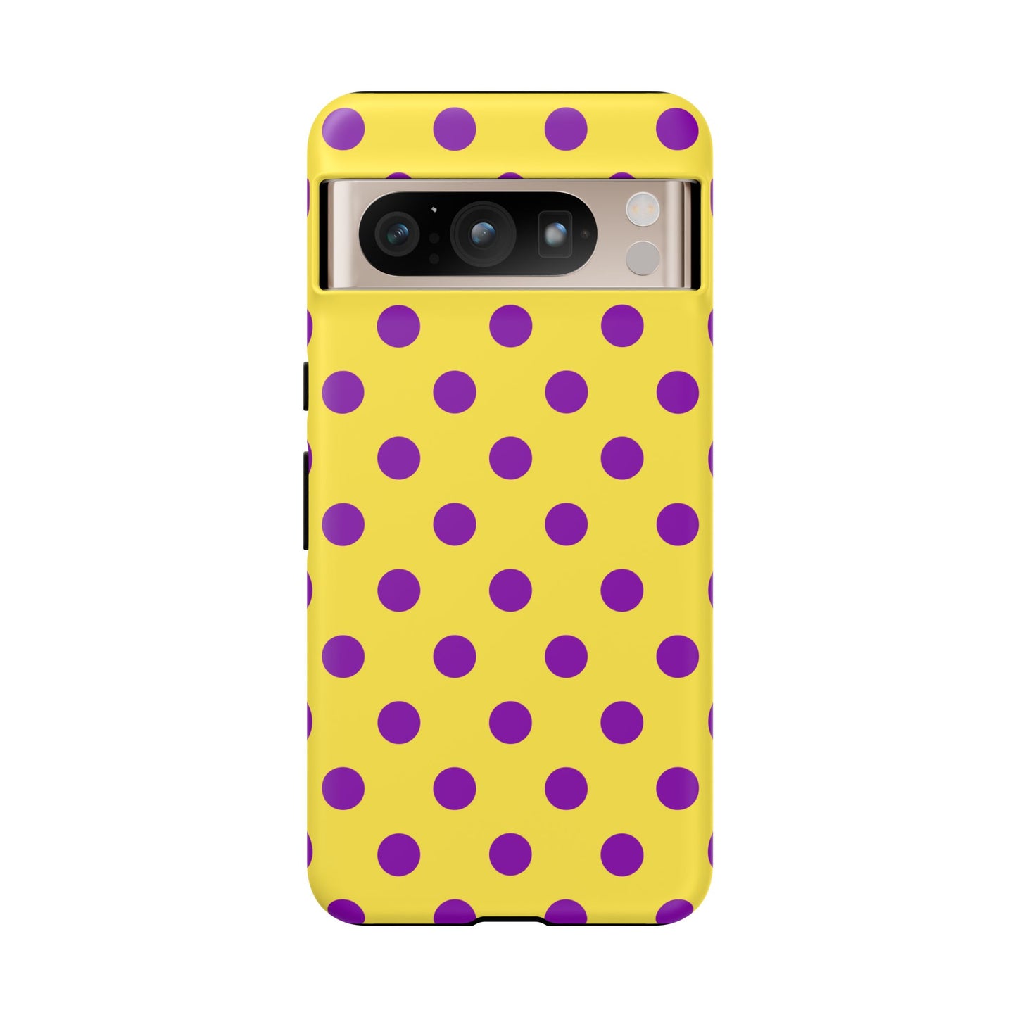 Phone Case - Bright Yellow with Purple Dots