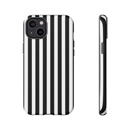 Black White Horizontal Stripe Phone Case Cover, iPhone, Samsung Galaxy S24, and Google Pixel Phones