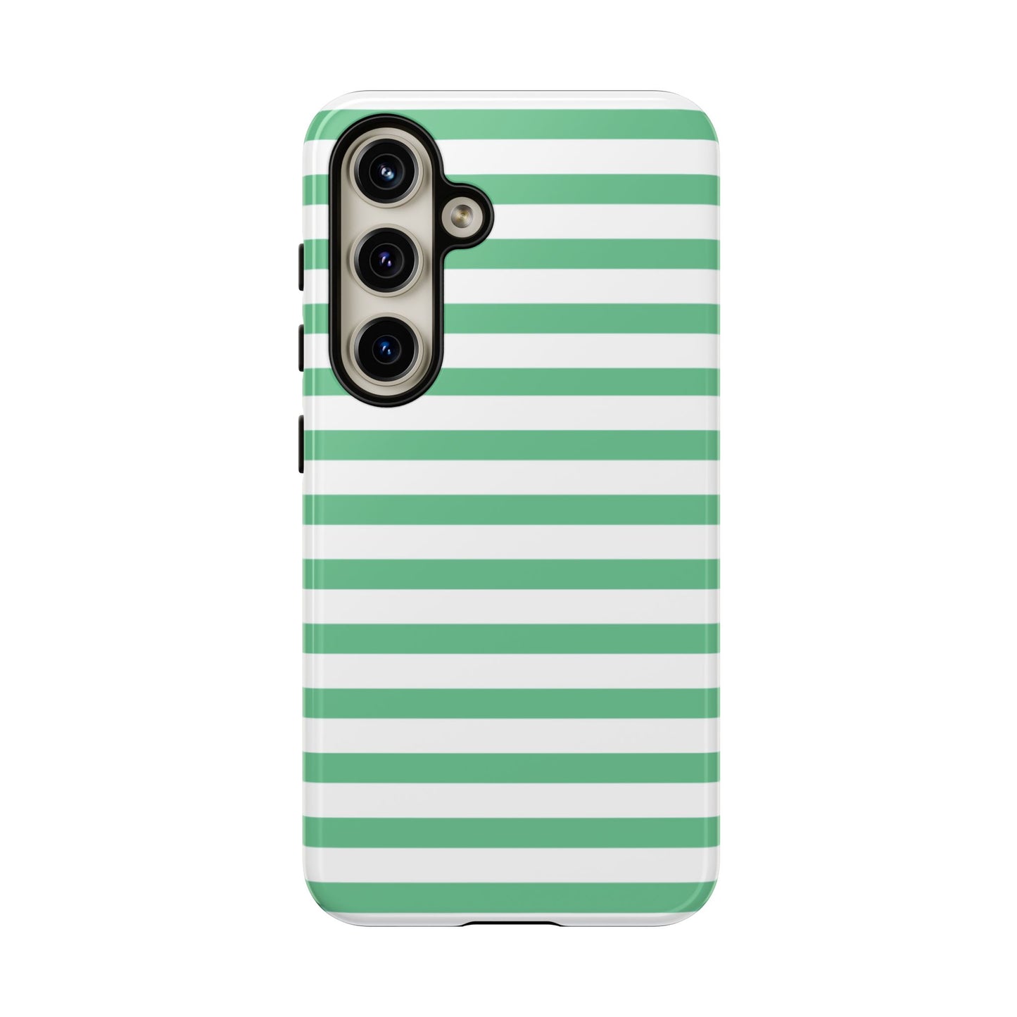 Mint Green Striped Phone Case | Horizontal Candy Stripe iPhone Cover