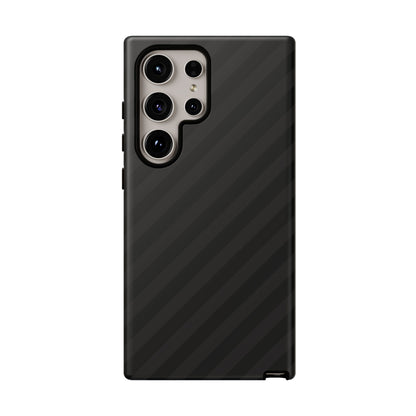 Phone Case, Black Diagonal Pattern Tough Gloss Finish Protective Cover, iPhone, Samsung, Google Pixel, Unique Geometric Design, Gift
