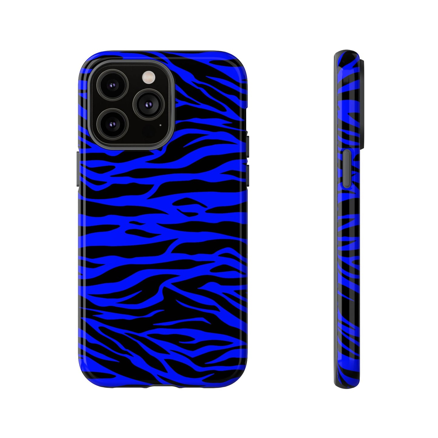 Blue Wild Tiger Print Pattern Phone Case Cover for iPhone, Galaxy S and Pixel Phones