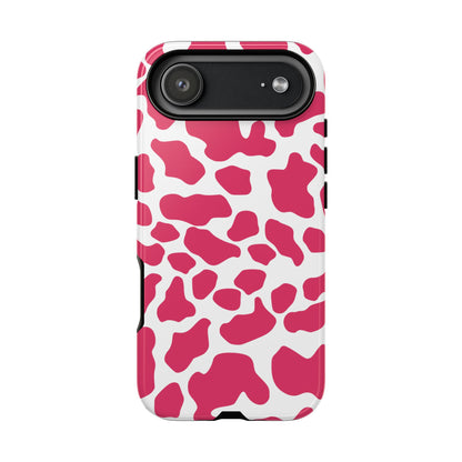 Pink Cow Print Phone Case Cover for iPhone, Samsung, Google smart phones