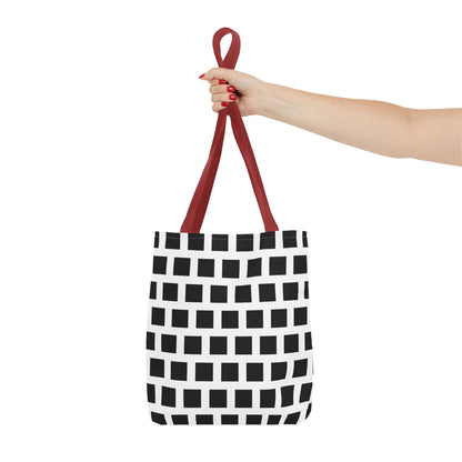 Black Square Pattern Tote Bag - Versatile and Durable Shoulder Bag