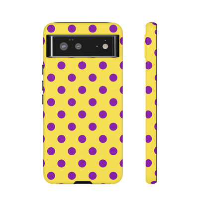 Phone Case - Bright Yellow with Purple Dots