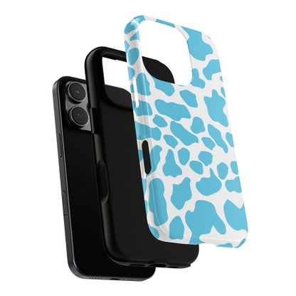 Blue White Cow Print Phone Case Cover