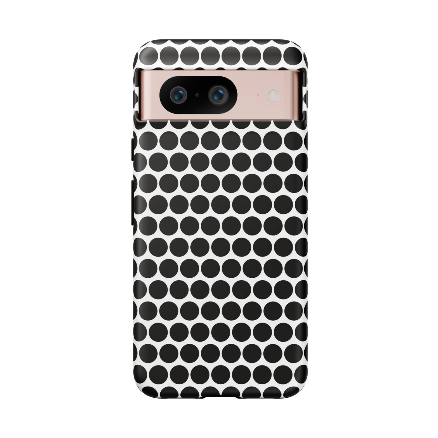 Black White Dot Pattern Tough Phone Case for iPhone, Samsung, Google