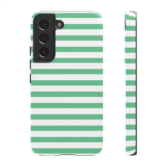 Mint Green Striped Phone Case | Horizontal Candy Stripe iPhone Cover