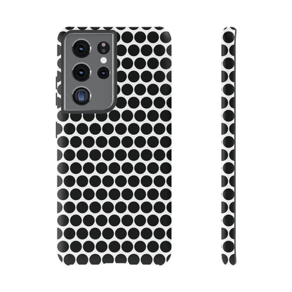 Black White Dot Pattern Tough Phone Case for iPhone, Samsung, Google