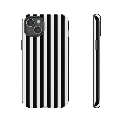 Black White Horizontal Stripe Phone Case Cover, iPhone, Samsung Galaxy S24, and Google Pixel Phones