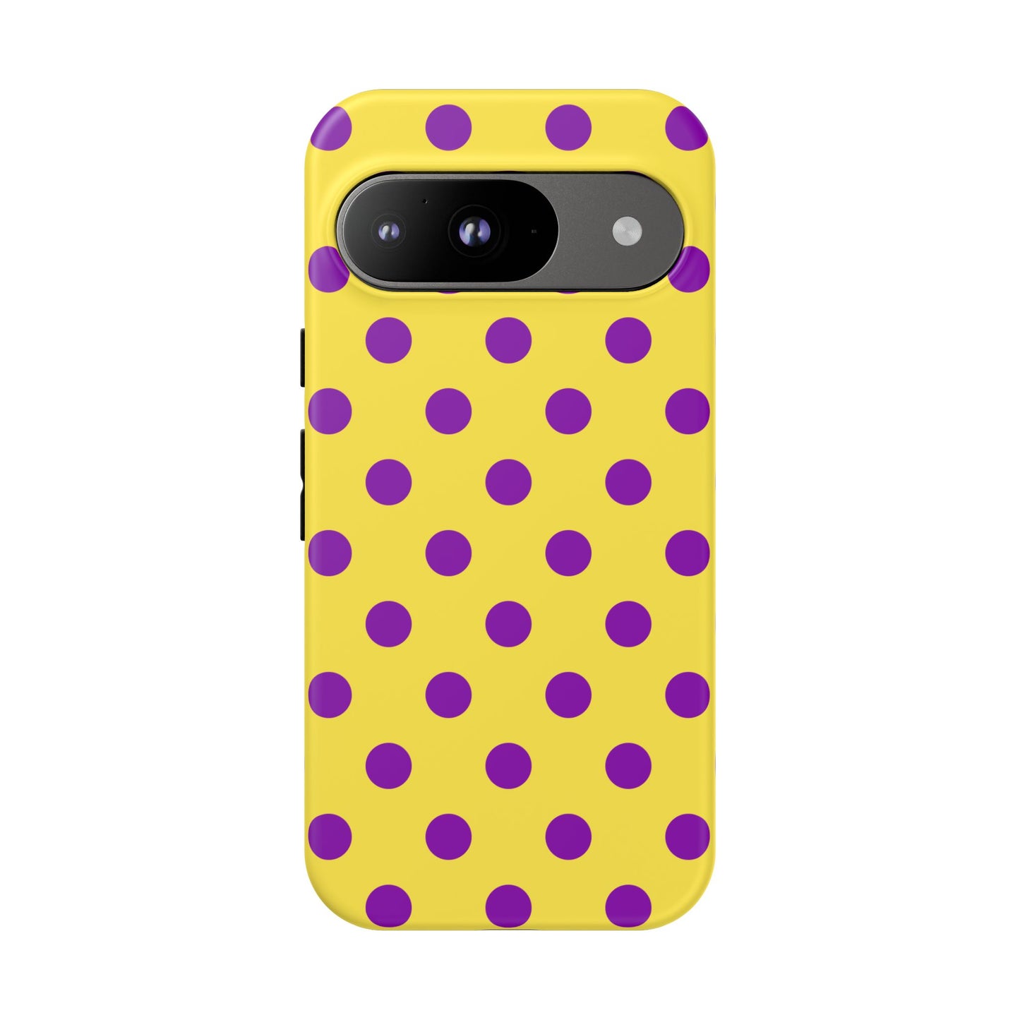 Phone Case - Bright Yellow with Purple Dots