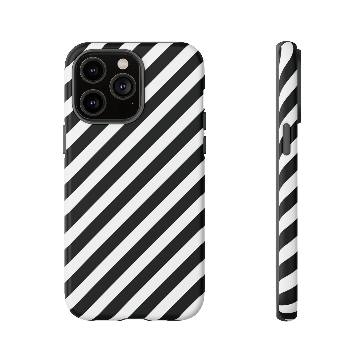 Black White Diagonal Phone Case Cover, Protective Sleek Cell Phone Case, Modern Smartphone, Stylish