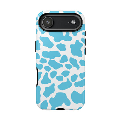Blue White Cow Print Phone Case Cover