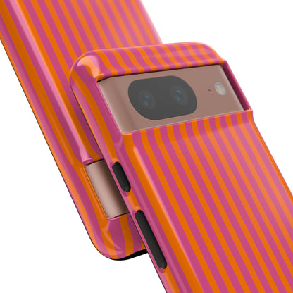 Orange Pink Striped Tough Phone Cases
