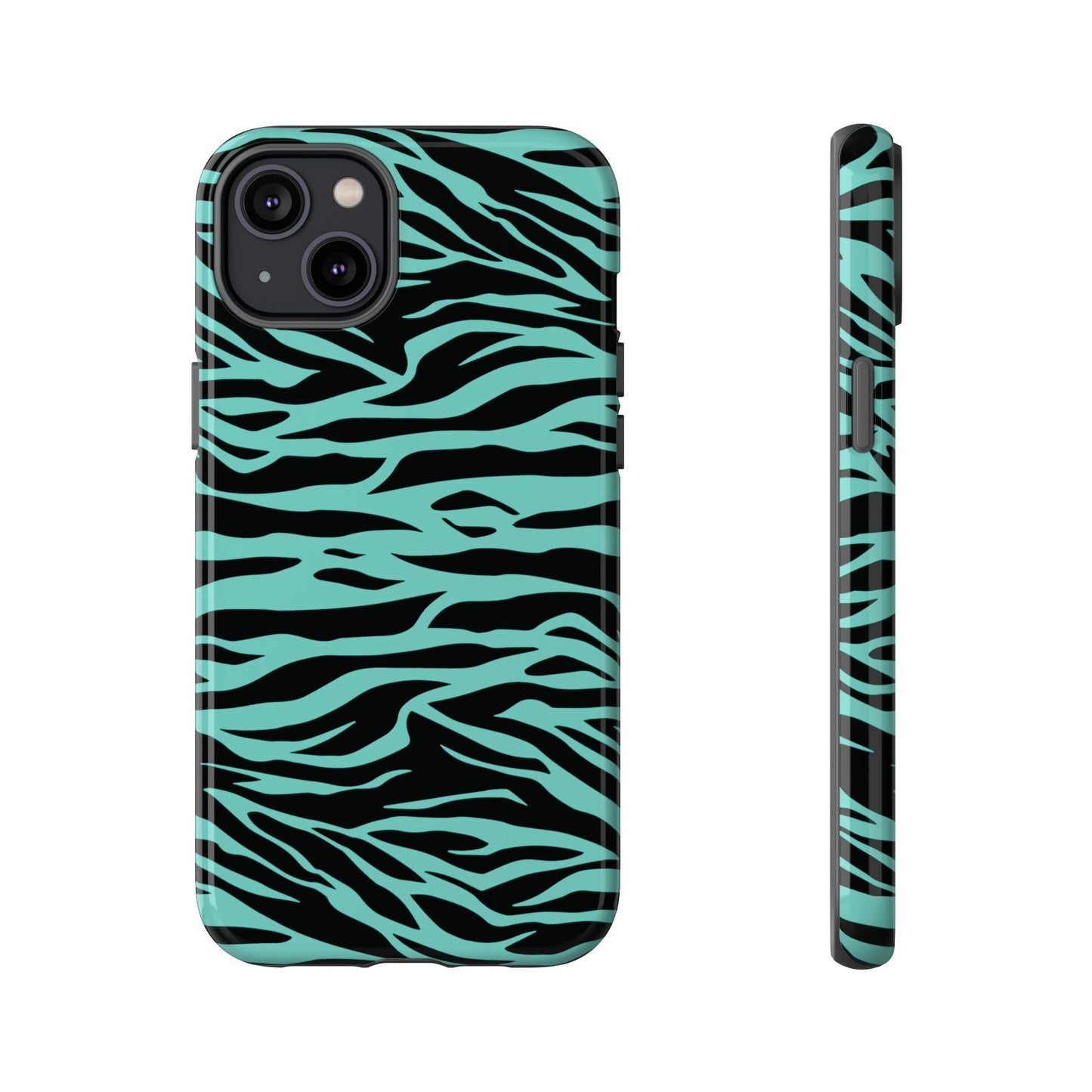 Cute Green Wild Tiger Print Pattern Phone Case for iPhone Galaxy S models and google pixel phones