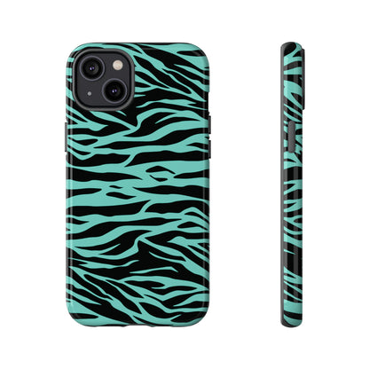 Cute Green Wild Tiger Print Pattern Phone Case for iPhone Galaxy S models and google pixel phones