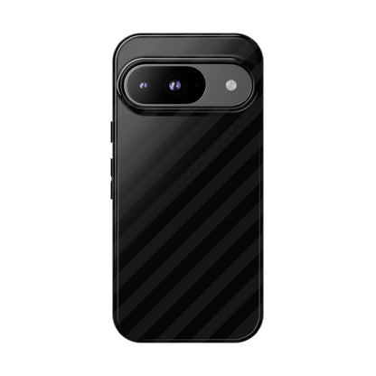 Phone Case, Black Diagonal Pattern Tough Gloss Finish Protective Cover, iPhone, Samsung, Google Pixel, Unique Geometric Design, Gift
