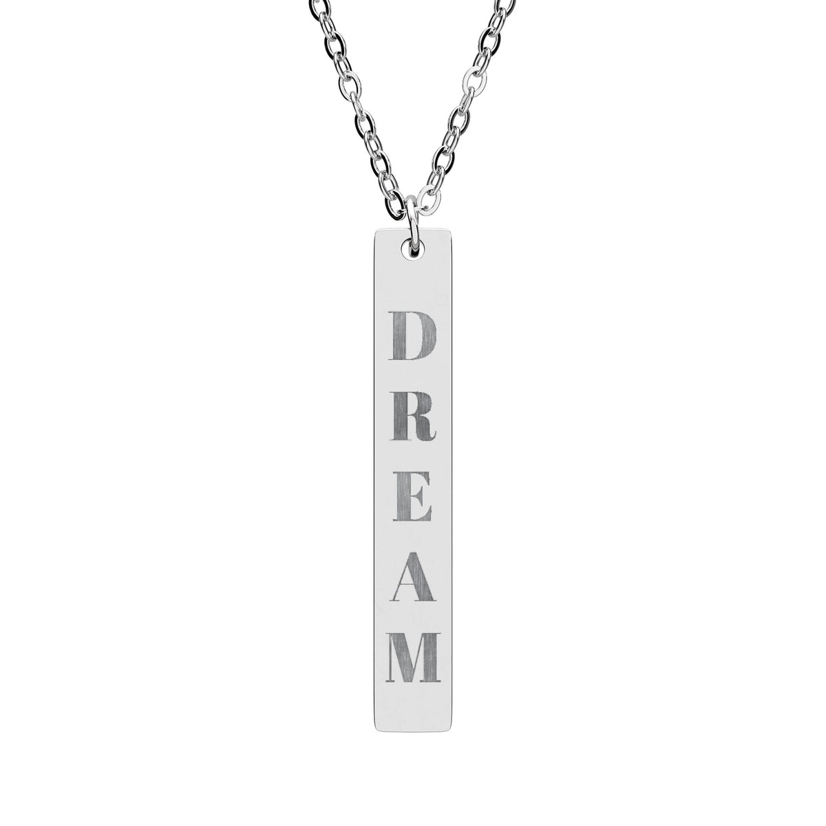 DREAM vertical bar necklace | engraved bar pendant