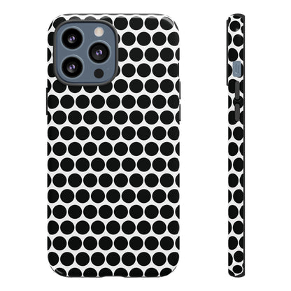 Black White Dot Pattern Tough Phone Case for iPhone, Samsung, Google