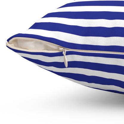 Navy White Striped Throw Pillow, Square Decorative Pillow | Nautical Coastal Cushion