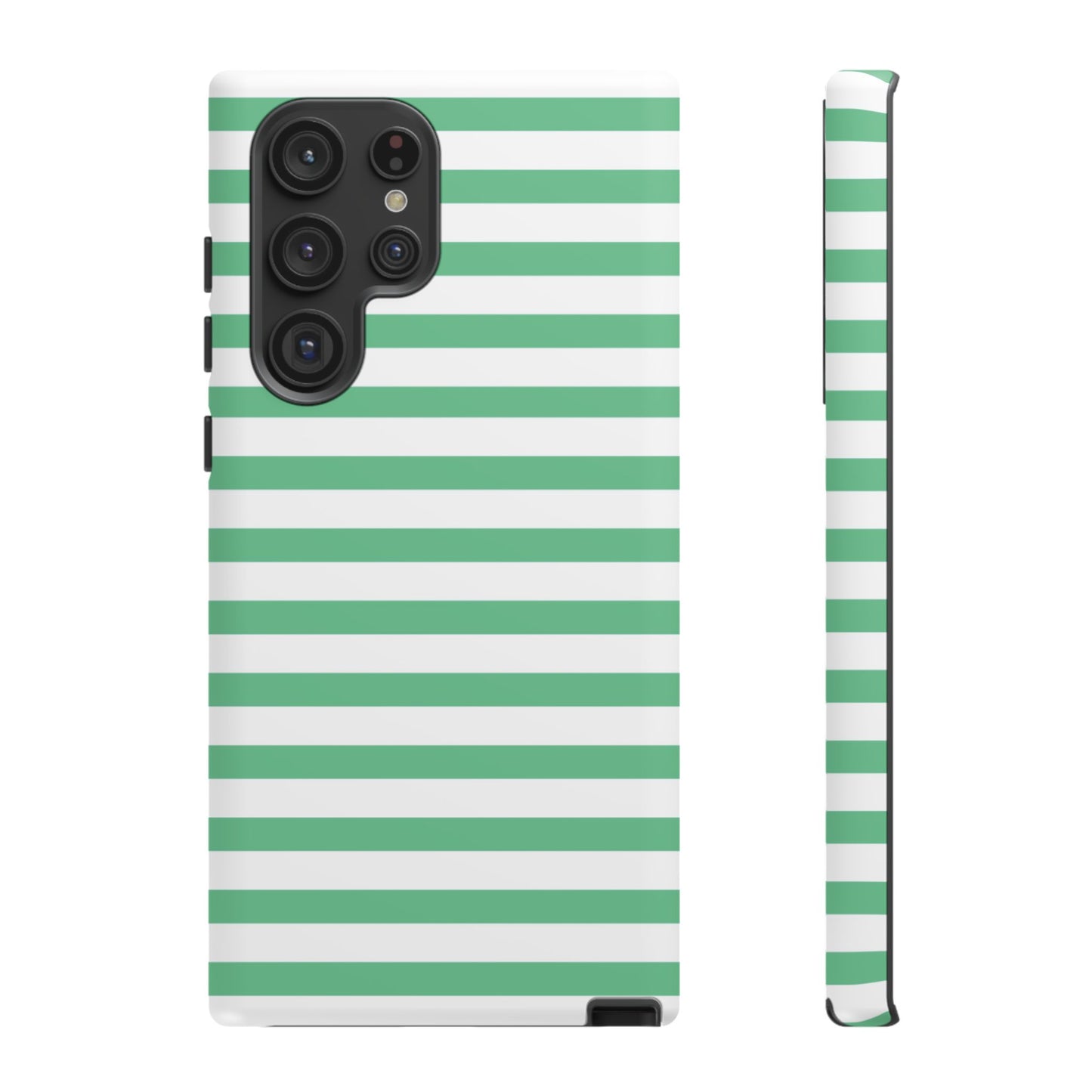 Mint Green Striped Phone Case | Horizontal Candy Stripe iPhone Cover