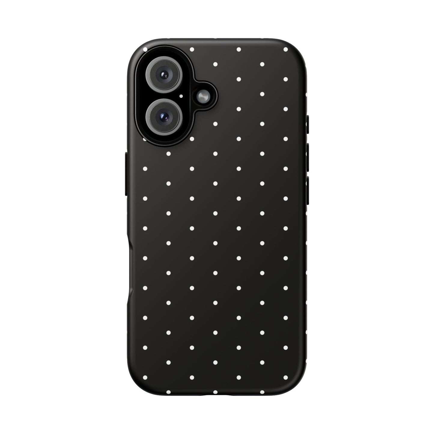 Phone Case, Elegant Black Tough Case with White Dots, Stylish Protective Cover, Minimalist Design, Gift for Her, Birthday Present, Christmas