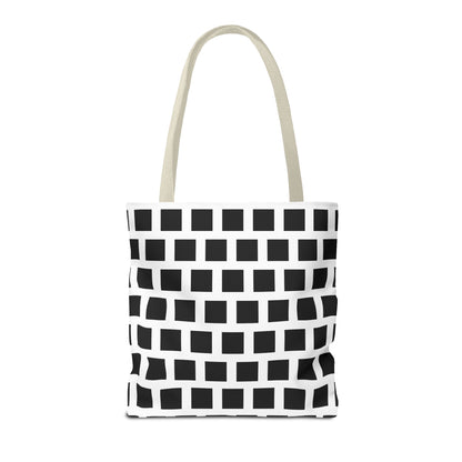 Black Square Pattern Tote Bag - Versatile and Durable Shoulder Bag