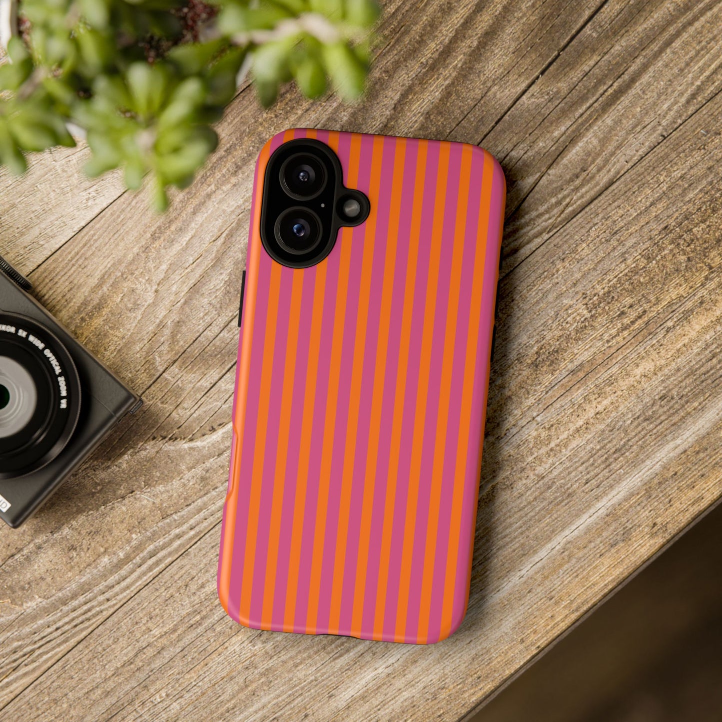 Orange Pink Striped Tough Phone Cases