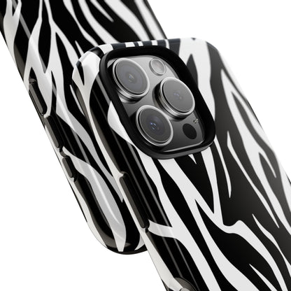 Black White Tiger Print Tough Case Cover for iPhone Samsung and Google phones.