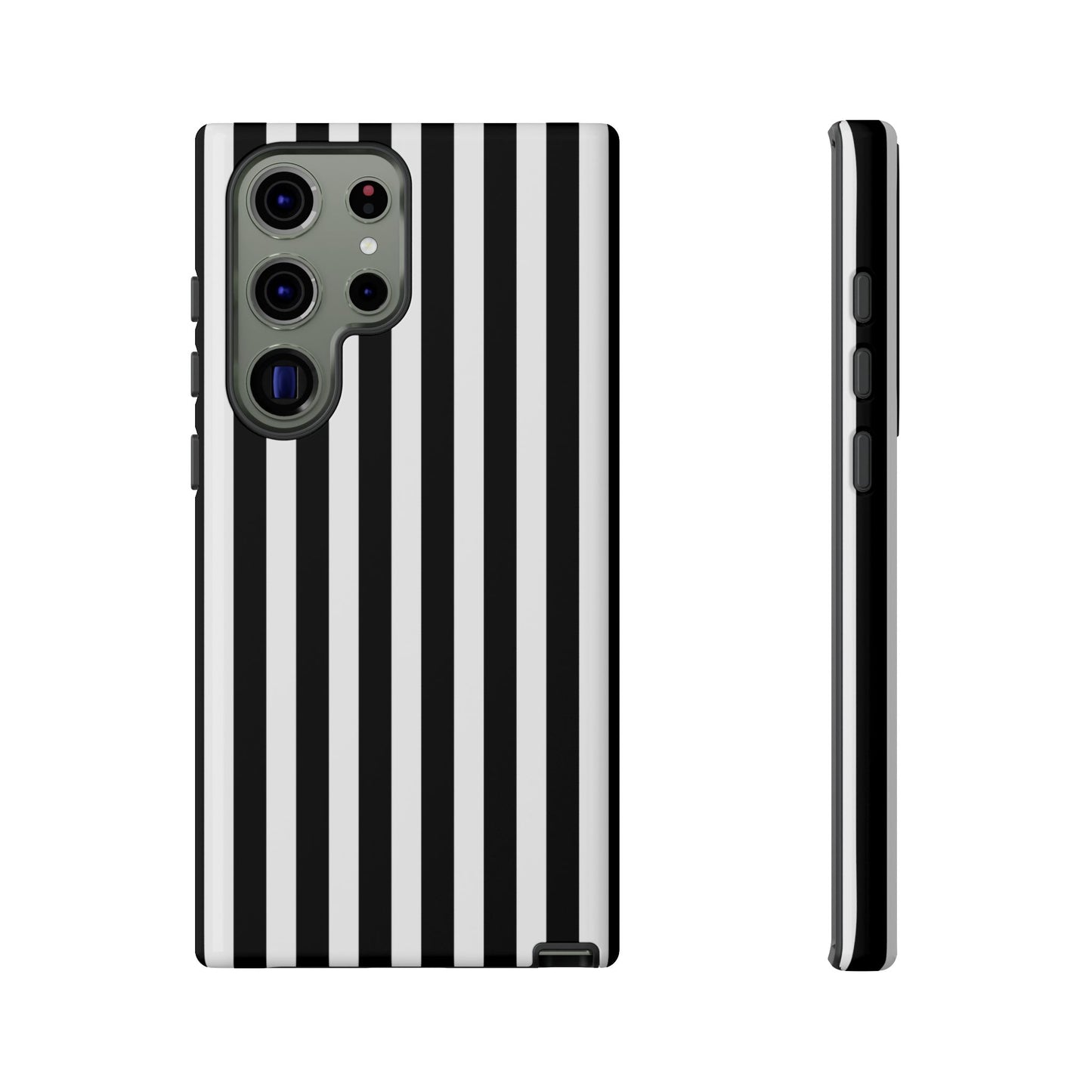 Black White Horizontal Stripe Phone Case Cover, iPhone, Samsung Galaxy S24, and Google Pixel Phones