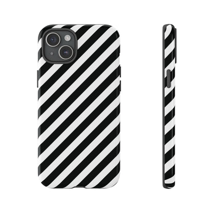 Black White Diagonal Phone Case Cover, Protective Sleek Cell Phone Case, Modern Smartphone, Stylish