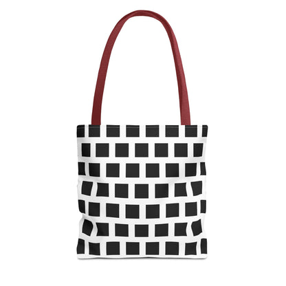 Black Square Pattern Tote Bag - Versatile and Durable Shoulder Bag