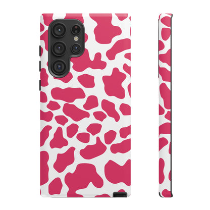 Pink Cow Print Phone Case Cover for iPhone, Samsung, Google smart phones