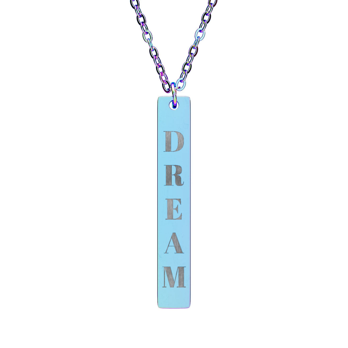DREAM vertical bar necklace | engraved bar pendant