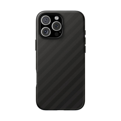 Phone Case, Black Diagonal Pattern Tough Gloss Finish Protective Cover, iPhone, Samsung, Google Pixel, Unique Geometric Design, Gift