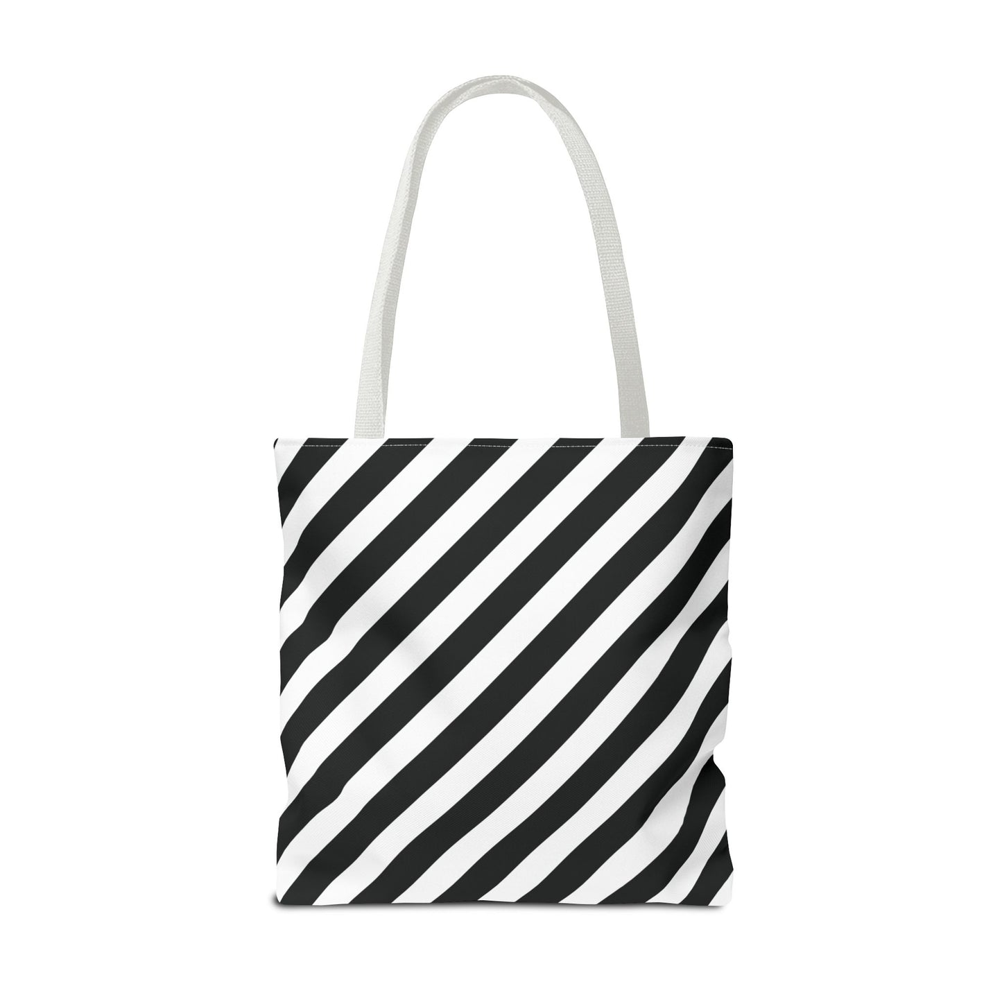 Black and White Diagonal Striped Tote Bag
