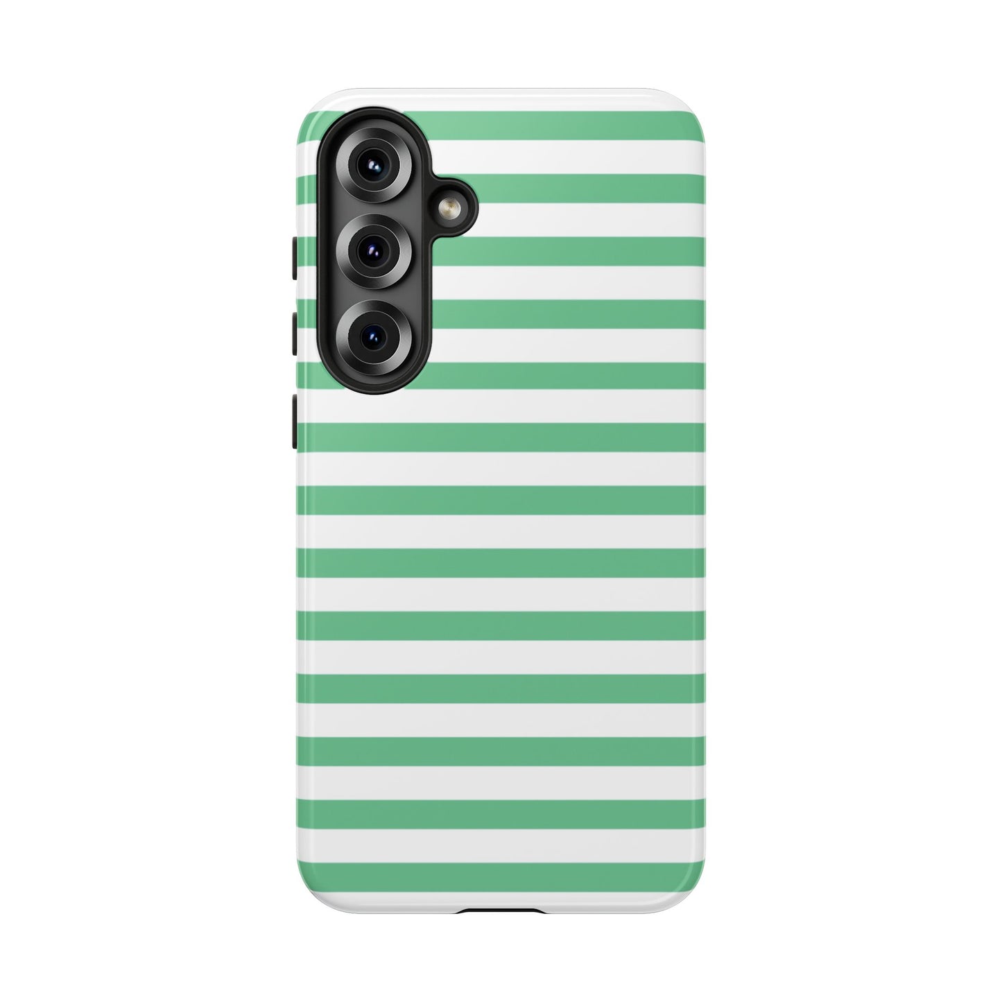 Mint Green Striped Phone Case | Horizontal Candy Stripe iPhone Cover
