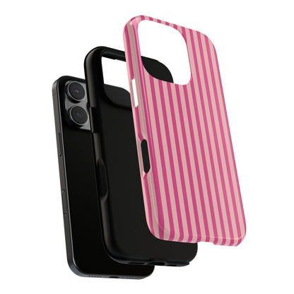 Pink Stripe Everyday Phone Case Cover, Protective Smartphone Cover, Trendy Accessories