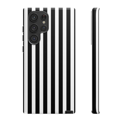 Black White Horizontal Stripe Phone Case Cover, iPhone, Samsung Galaxy S24, and Google Pixel Phones