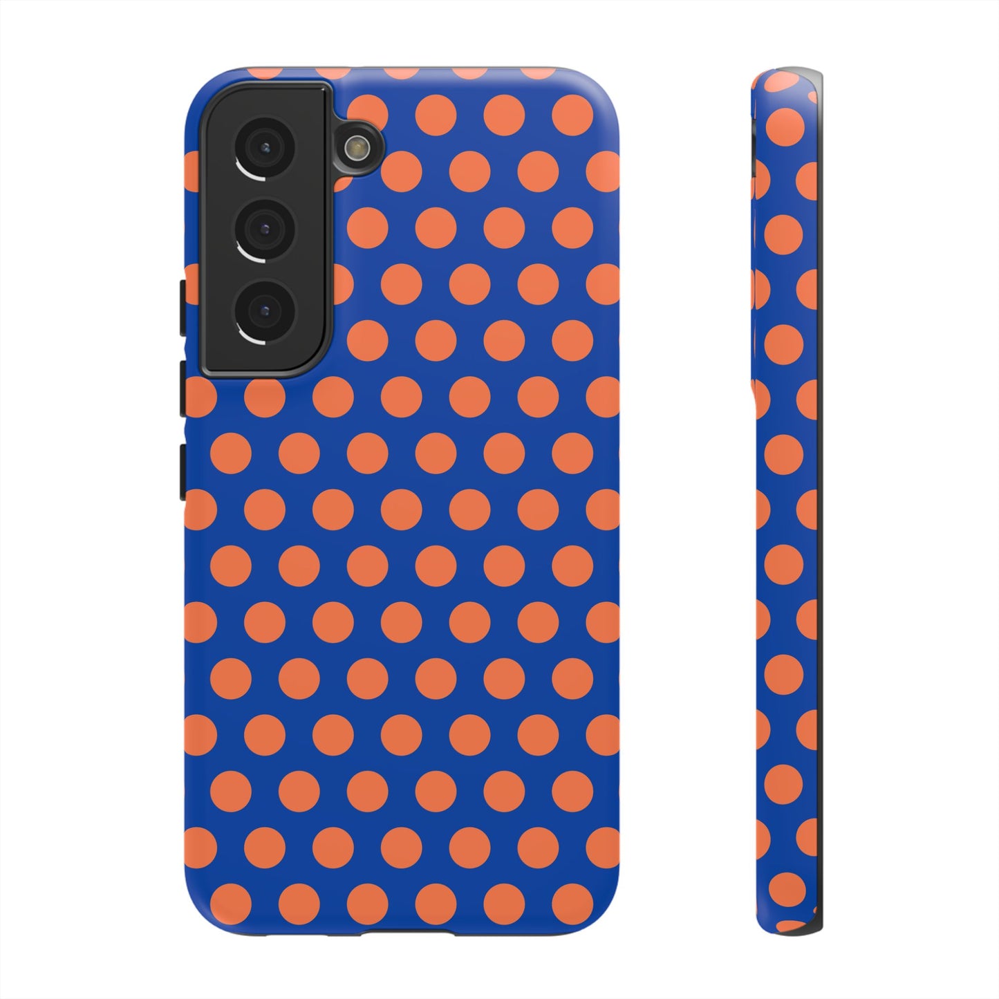 Blue & Coral Polka Dot Phone Case for iPhone, Samsung S, Google Pixel Phones