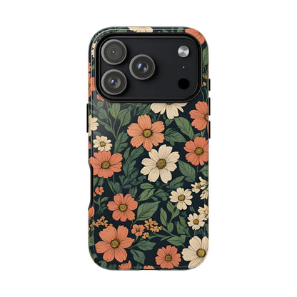 Orange & White Floral Phone Case Elegant Protection for iPhone, Samsung S and Google Pixel Phones