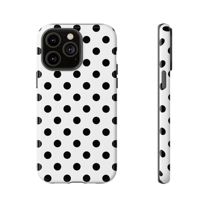 Black White Polka Dot Phone Case Cover  iPhone, Samsung Galaxy S25, Google Pixel 7