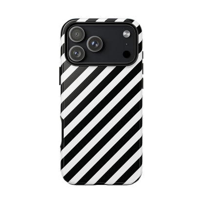 Black White Diagonal Phone Case Cover, Protective Sleek Cell Phone Case, Modern Smartphone, Stylish