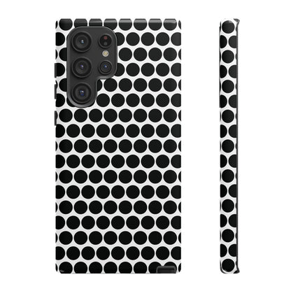 Black White Dot Pattern Tough Phone Case for iPhone, Samsung, Google